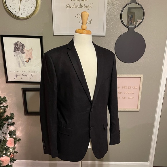 H&M Black Linen Notched Collar Blazer 44R - Picture 12 of 12